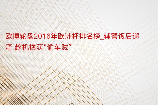 欧博轮盘2016年欧洲杯排名榜_辅警饭后遛弯 趁机擒获“偷车贼”