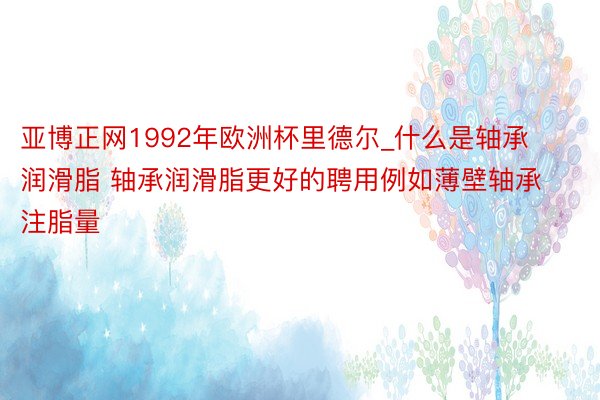 亚博正网1992年欧洲杯里德尔_什么是轴承润滑脂 轴承润滑脂更好的聘用例如薄壁轴承注脂量