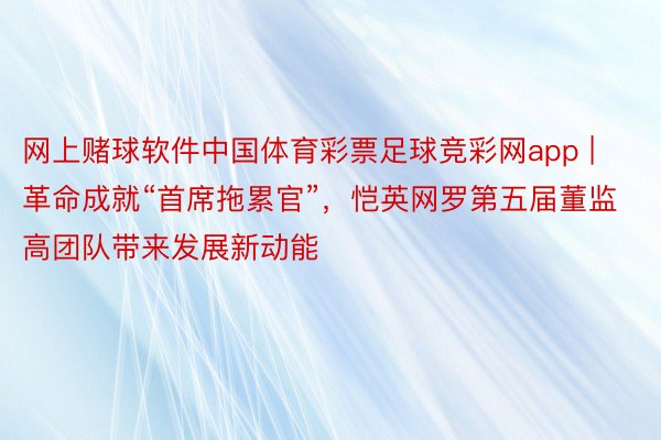 网上赌球软件中国体育彩票足球竞彩网app | 革命成就“首席拖累官”，恺英网罗第五届董监高团队带来发展新动能