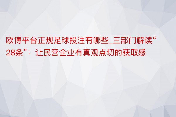 欧博平台正规足球投注有哪些_三部门解读“28条”：让民营企业有真观点切的获取感