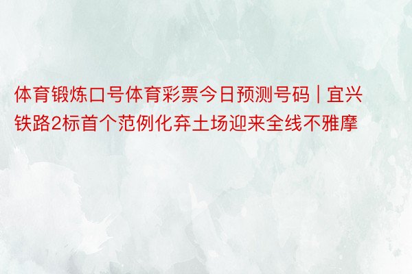 体育锻炼口号体育彩票今日预测号码 | 宜兴铁路2标首个范例化弃土场迎来全线不雅摩