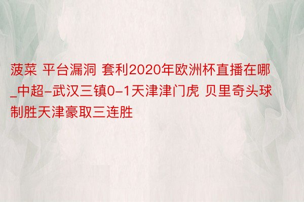 菠菜 平台漏洞 套利2020年欧洲杯直播在哪_中超-武汉三镇0-1天津津门虎 贝里奇头球制胜天津豪取三连胜