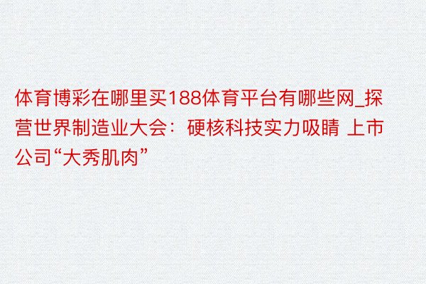 体育博彩在哪里买188体育平台有哪些网_探营世界制造业大会：硬核科技实力吸睛 上市公司“大秀肌肉”